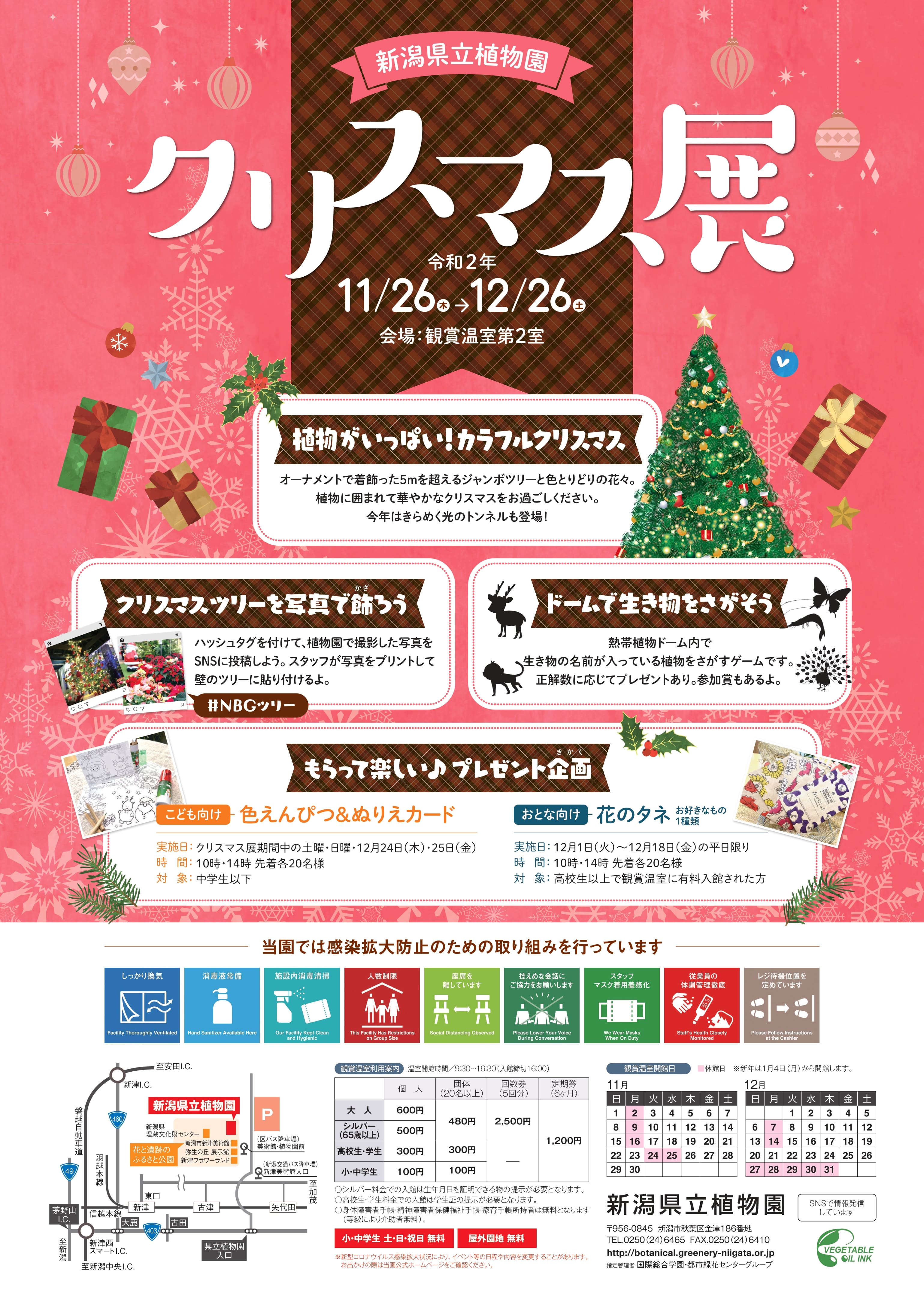 企画展示 クリスマス展 展示 講座 イベント 新潟県立植物園